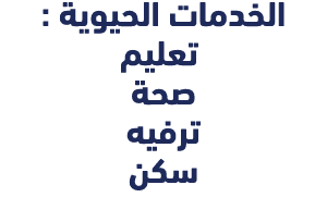 الخدمات الحيوية : تعليم صحة ترفيه سكن 